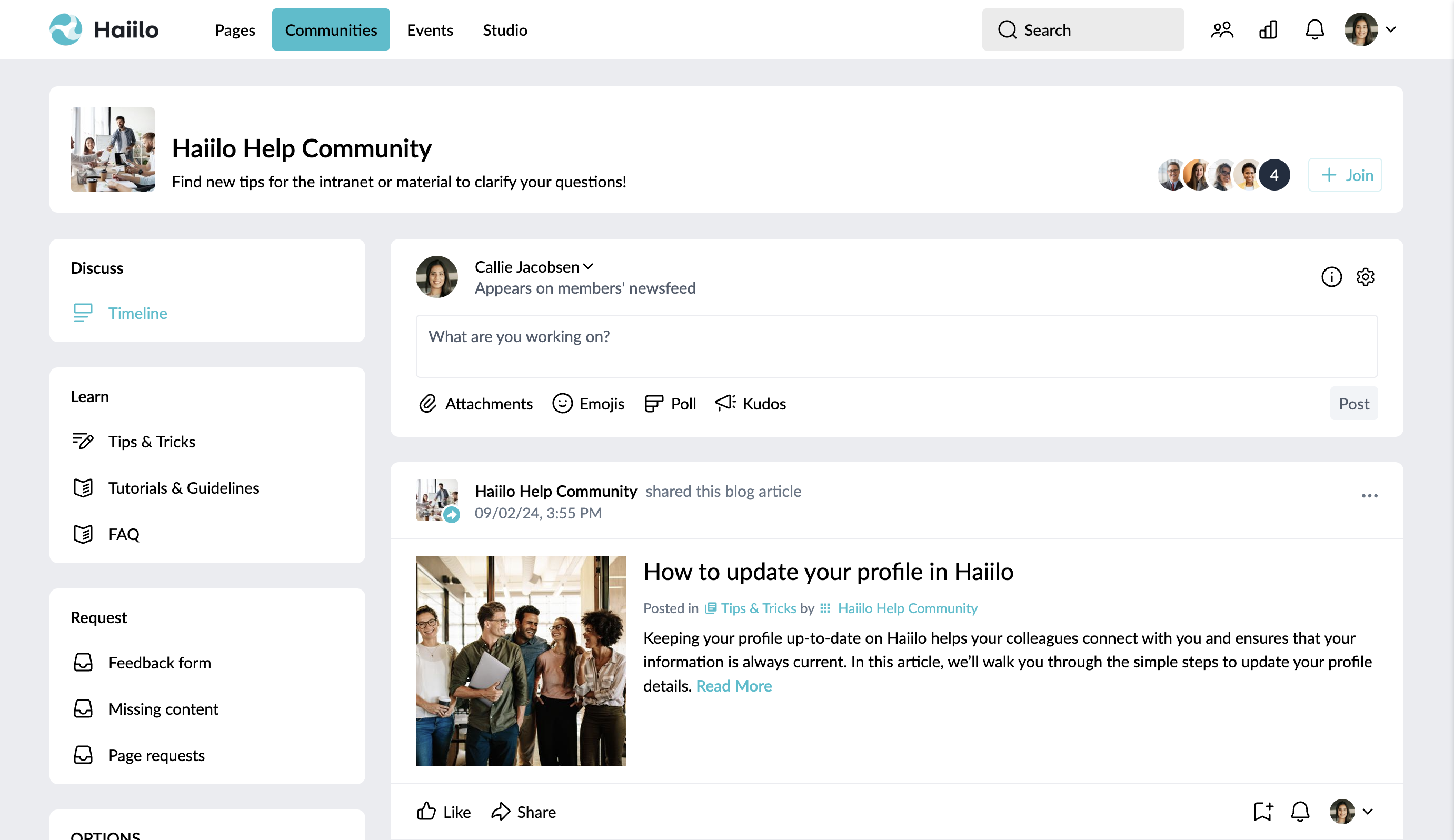 Help Community Timeline