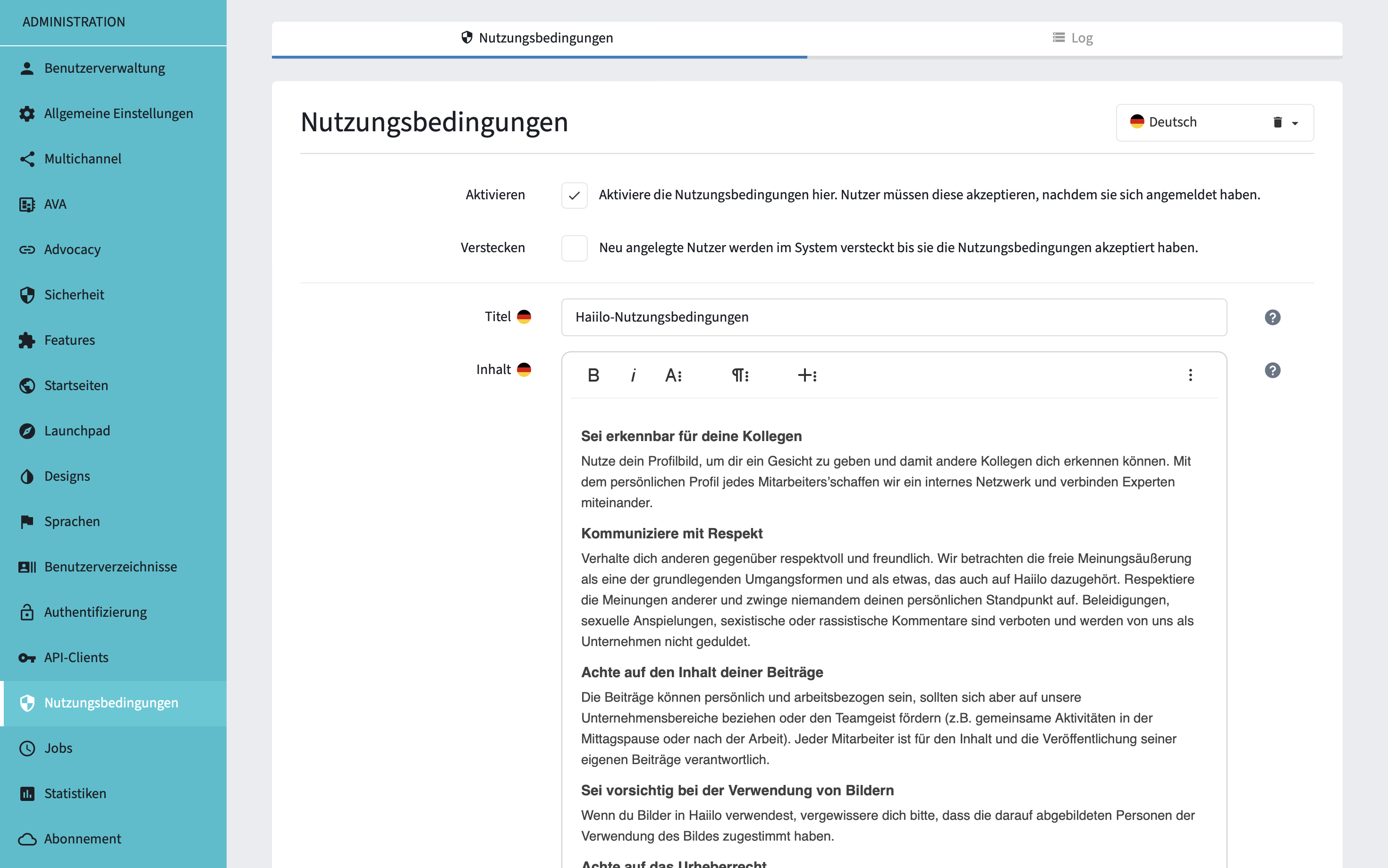 Nutzungsbedingungen verwenden - Haiilo Support Center