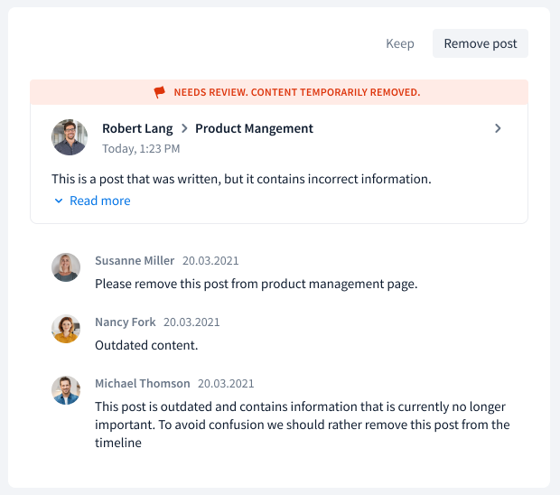 Deleting timeline posts – Haiilo Support Center
